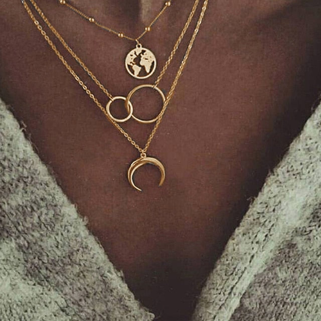 Women Two Layer Round Necklaces