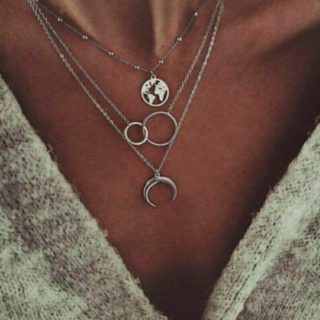 Women Two Layer Round Necklaces