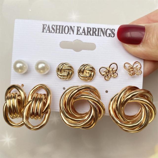 Fashion Gold Pearl Earrings Set