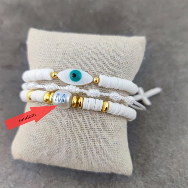 Boho Letter White Charm Bracelet Men Women