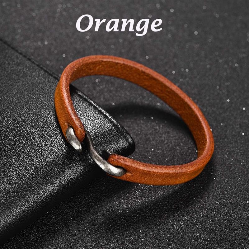 Men Bracelet Genuine Leather Bangle Retro Cuff Bracelet