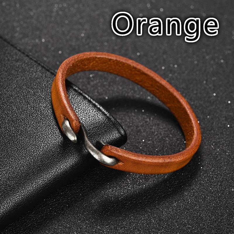 Men Bracelet Genuine Leather Bangle Retro Cuff Bracelet