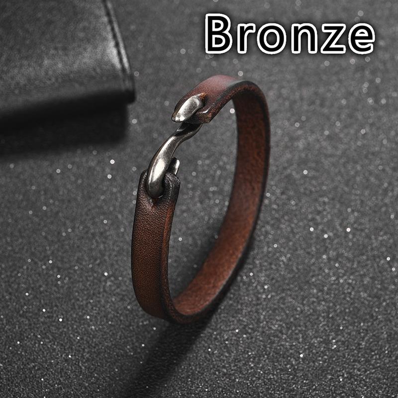 Men Bracelet Genuine Leather Bangle Retro Cuff Bracelet