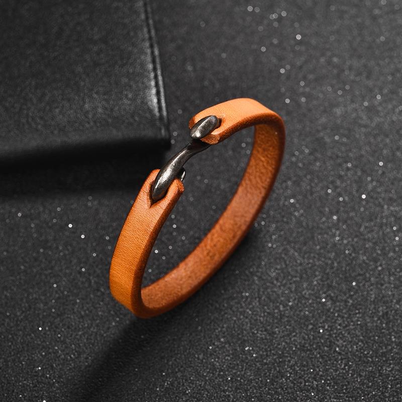 Men Bracelet Genuine Leather Bangle Retro Cuff Bracelet