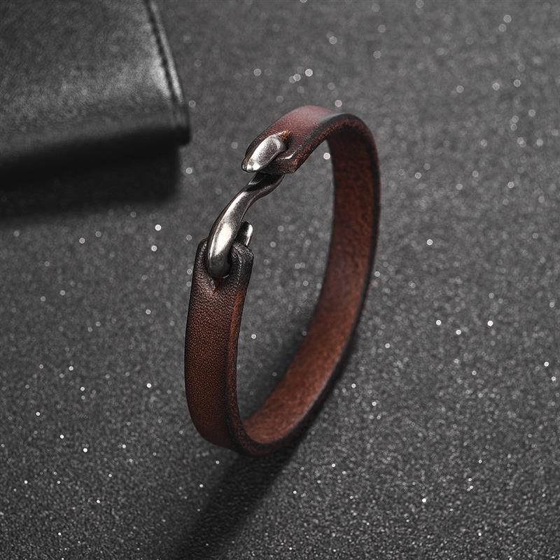 Men Bracelet Genuine Leather Bangle Retro Cuff Bracelet