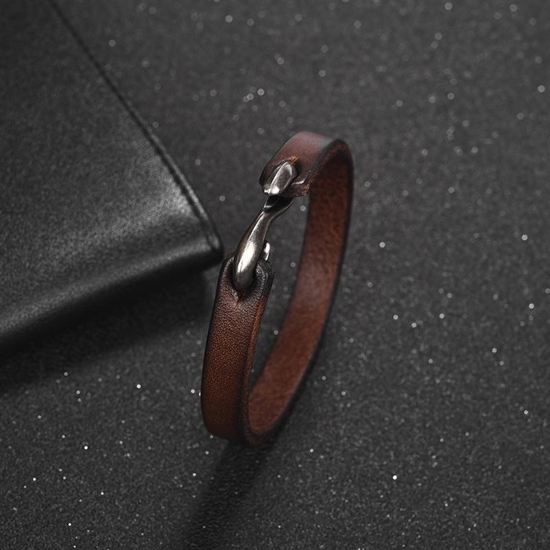 Men Bracelet Genuine Leather Bangle Retro Cuff Bracelet