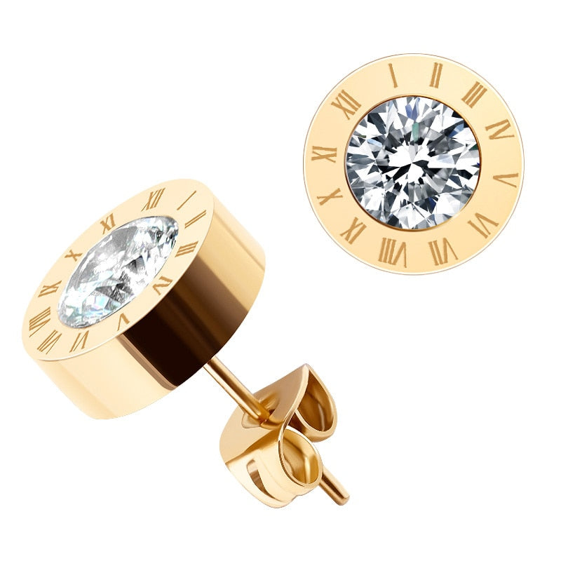Fashion New Stainless Steel Acrylic Crystal Stud Earrings