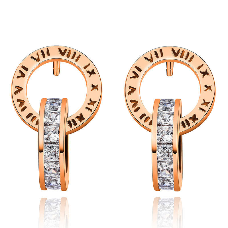 Fashion New Stainless Steel Acrylic Crystal Stud Earrings