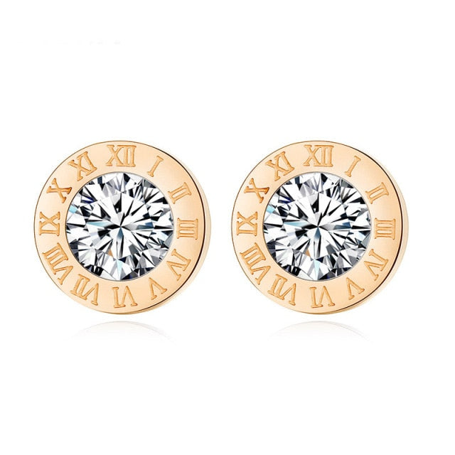 Fashion New Stainless Steel Acrylic Crystal Stud Earrings