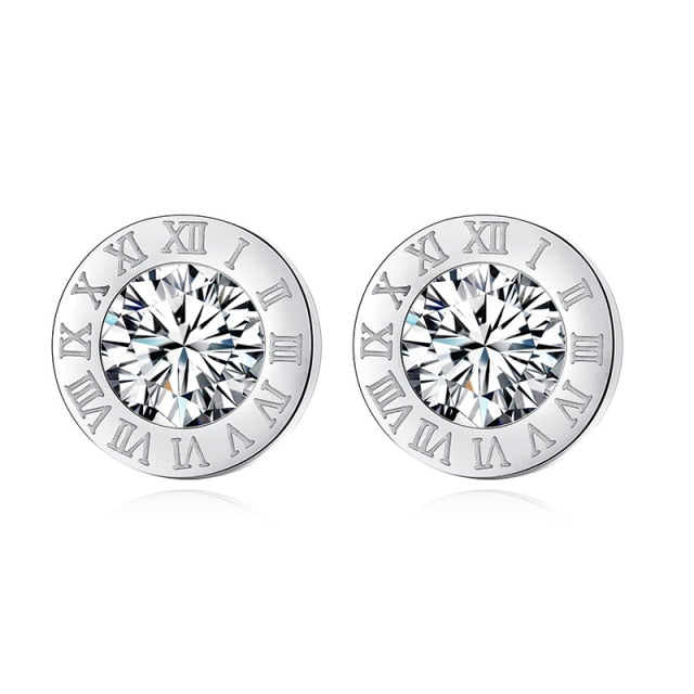 Fashion New Stainless Steel Acrylic Crystal Stud Earrings