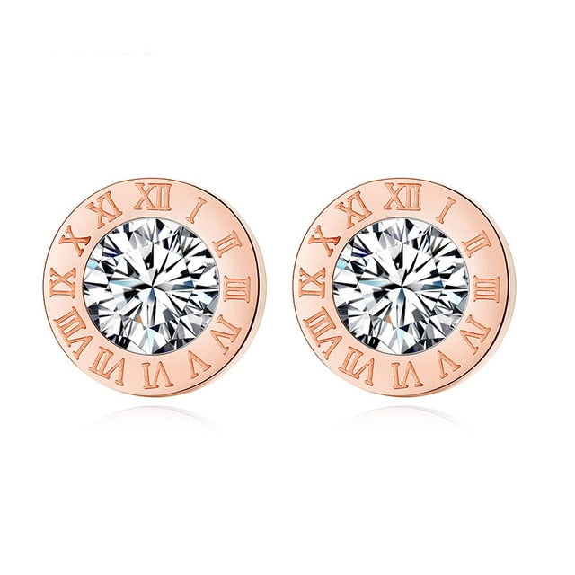 Fashion New Stainless Steel Acrylic Crystal Stud Earrings