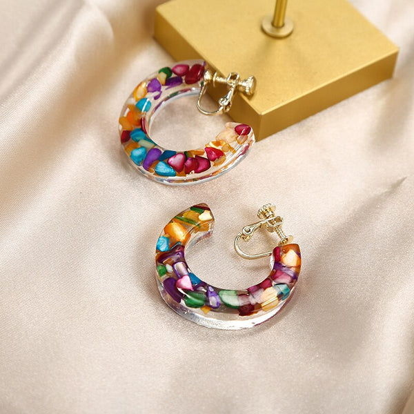Fashion Women&#39;s C Shaped Hoop Clip on Earrings