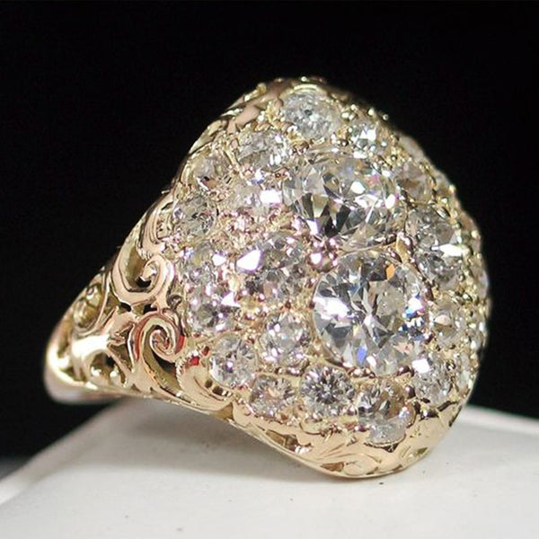 Gorgeous Gold Color Bridal Wedding Full Cubic Zirconia Brilliant Rings