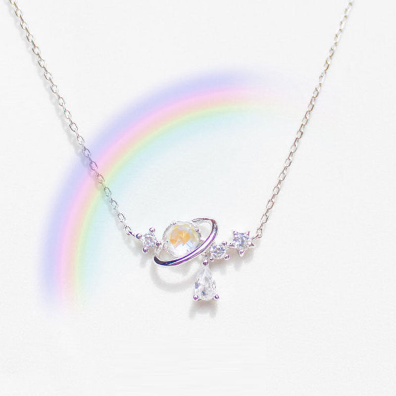 Aurora Water Drop Star Moon Necklace
