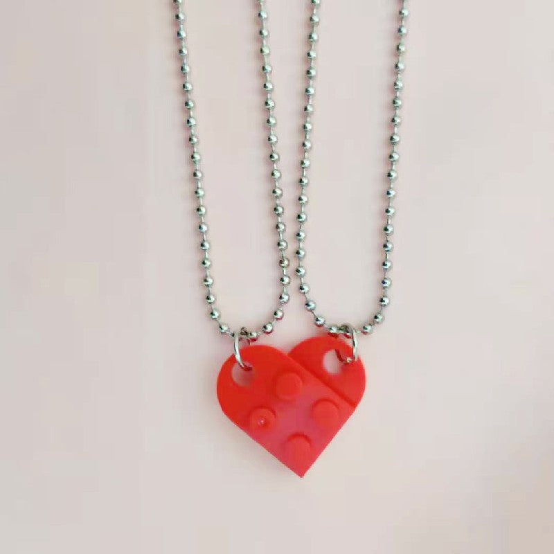 Building Brick Love Heart Pendant Necklace