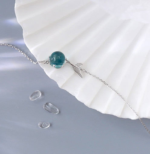 Blue Bubble Mermaid Tail Silver Plated Bracelet for Women