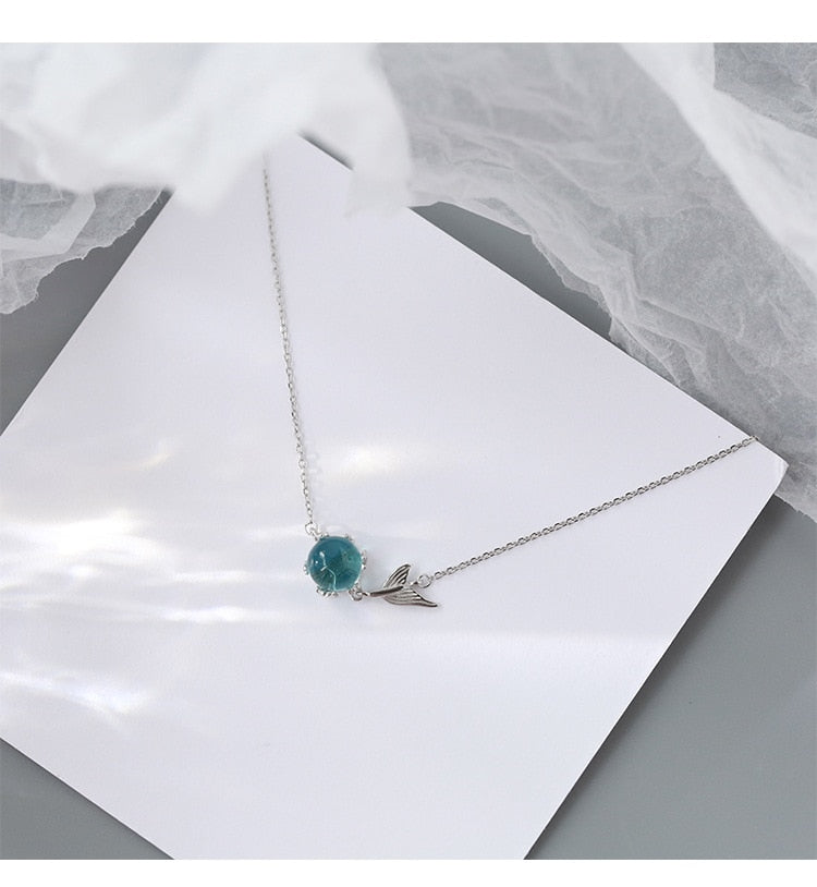 Blue Bubble Mermaid Tail Silver Plated Bracelet for Women