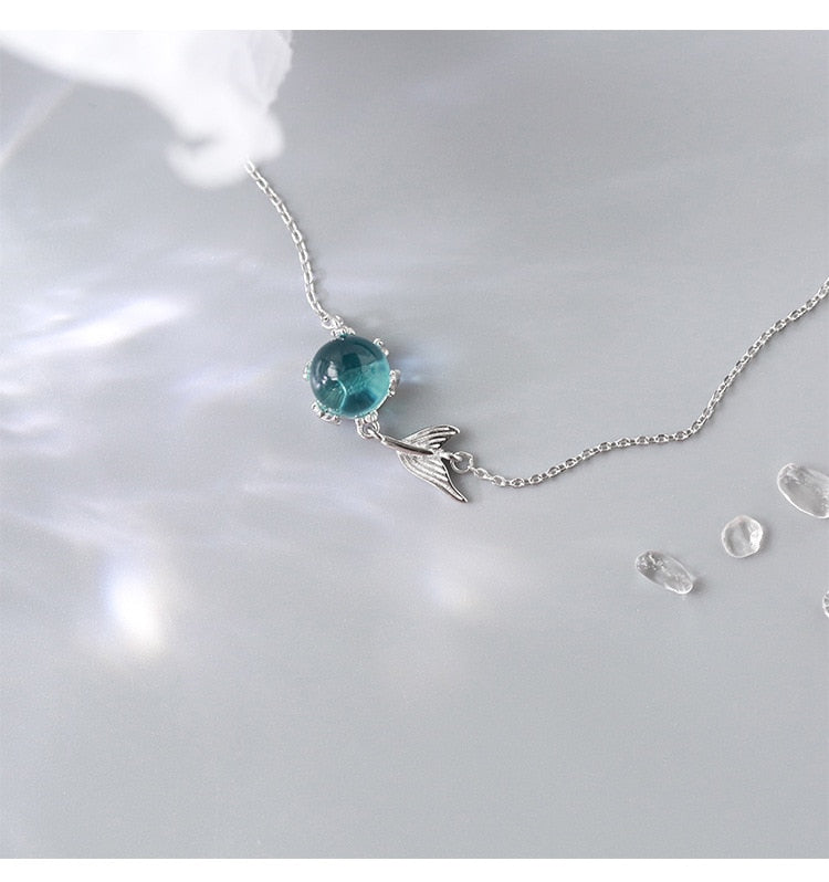 Blue Bubble Mermaid Tail Silver Plated Bracelet for Women