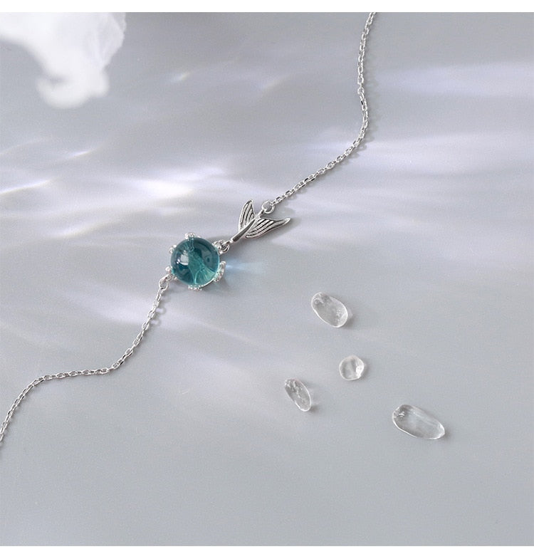 Blue Bubble Mermaid Tail Silver Plated Bracelet for Women