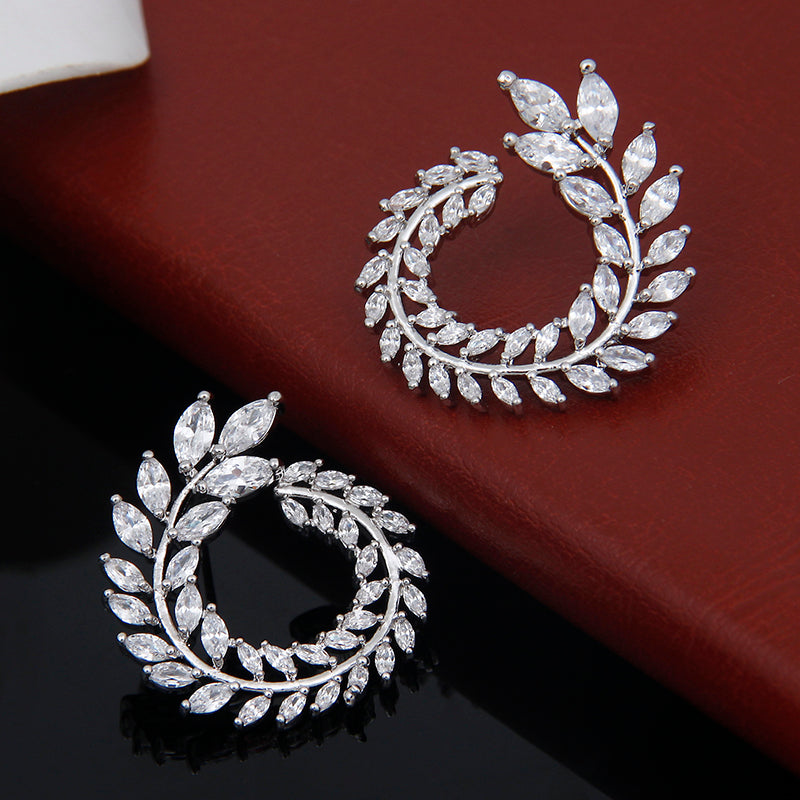 Zircon Olive Branch Earrings and Pendant Jewelry Sets