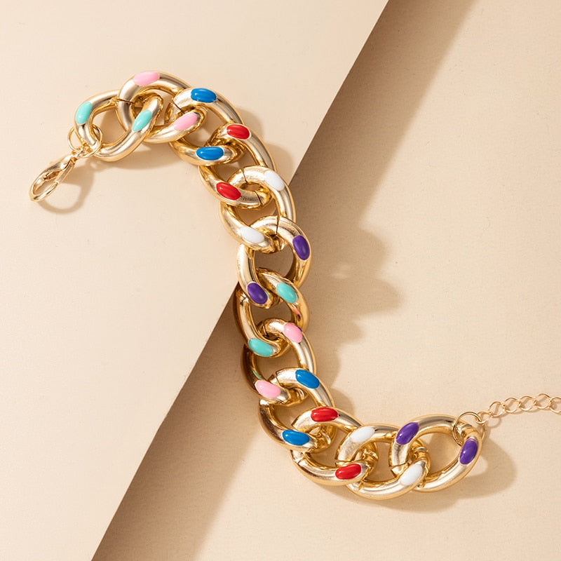 Tocona Punk Gold Chain Bracelets for Women