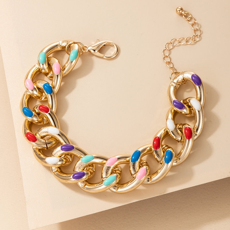 Tocona Punk Gold Chain Bracelets for Women