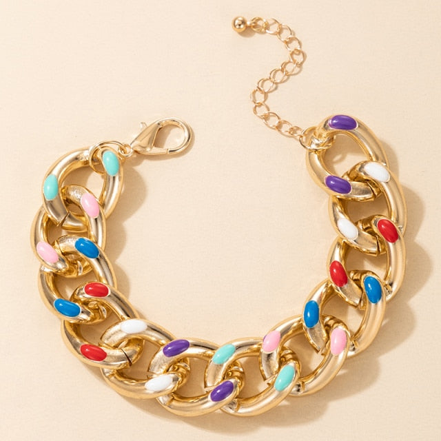 Tocona Punk Gold Chain Bracelets for Women