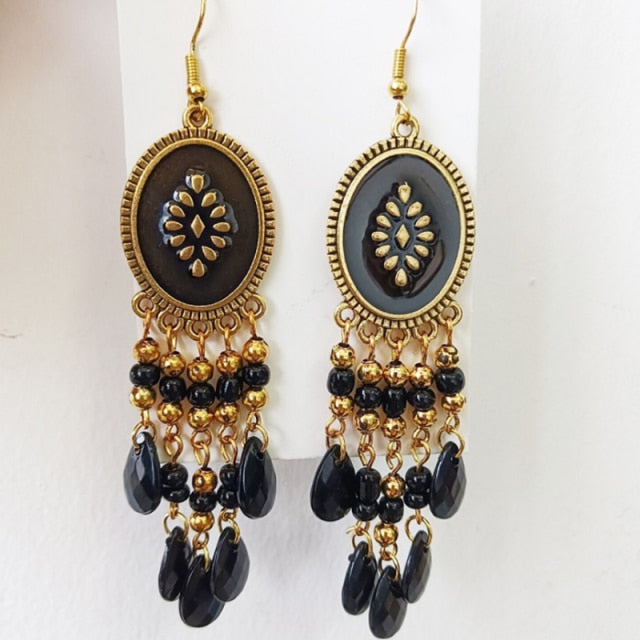 Gold Plated Long Water Drop Tassel Earrings for Women