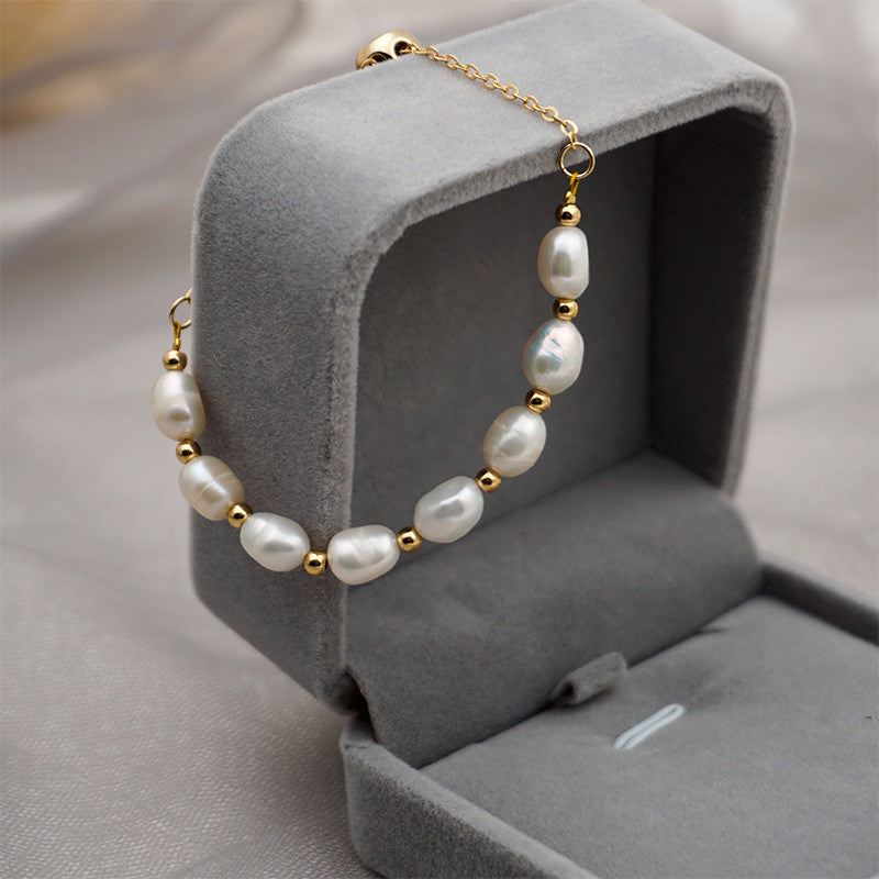 Minimalist Design Natural Pearl Gold Bracelet