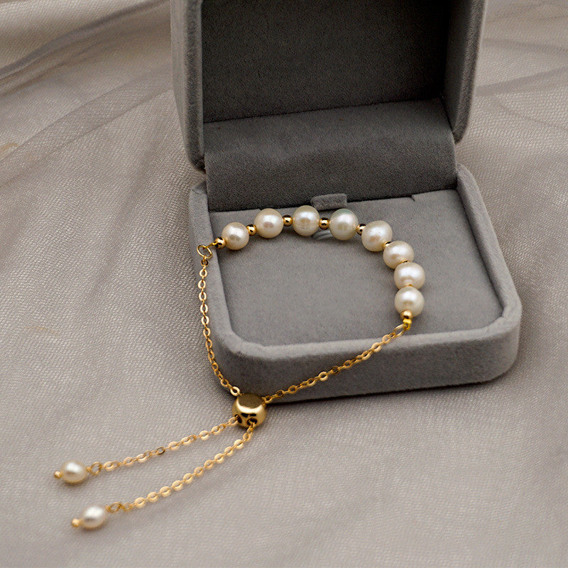 Minimalist Design Natural Pearl Gold Bracelet
