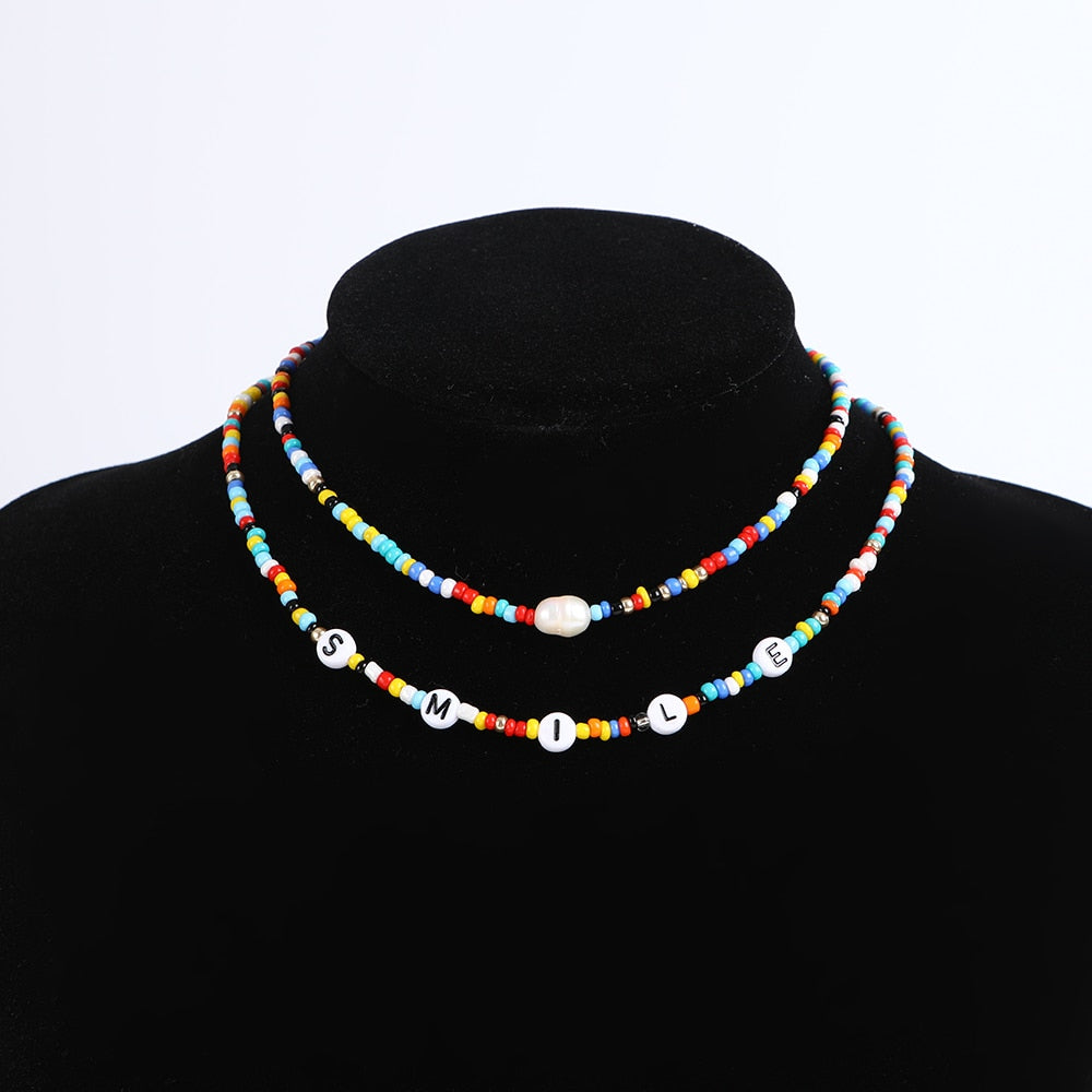 Bohemia handmade rainbow beads candy  Necklace