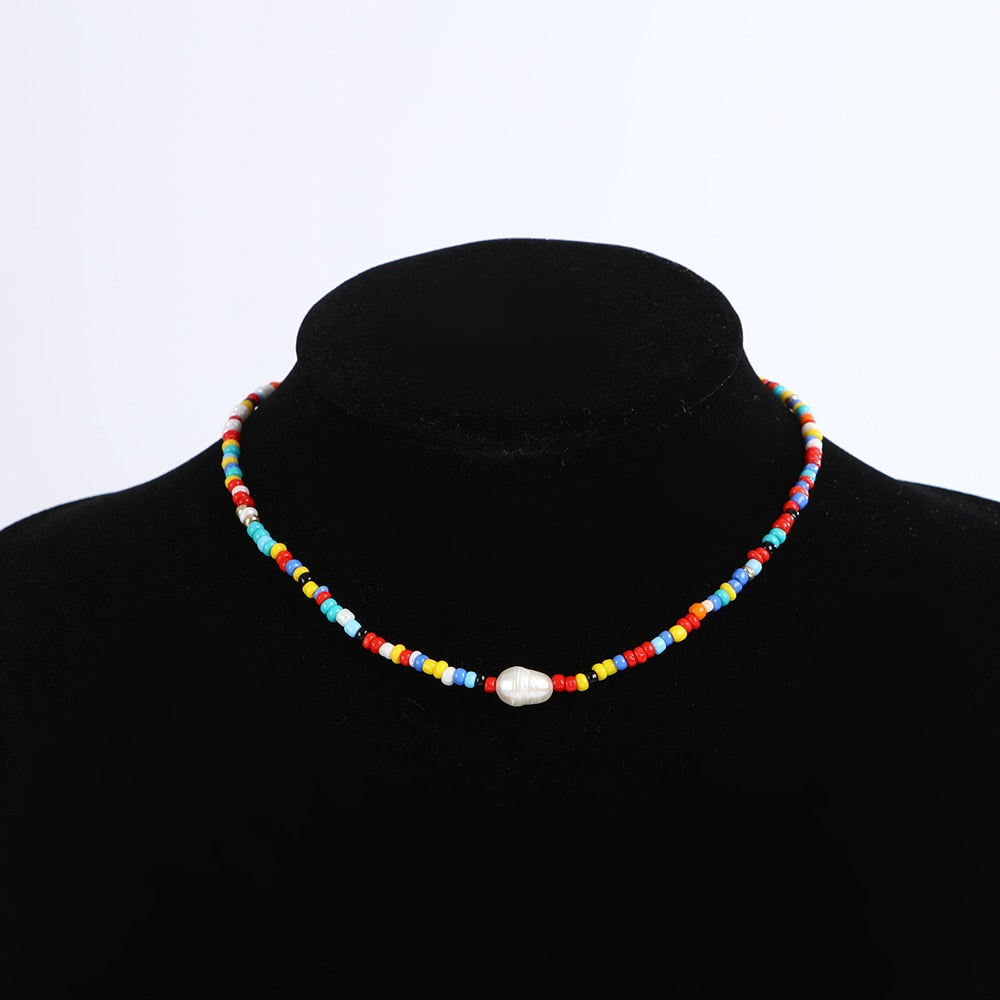 Bohemia handmade rainbow beads candy  Necklace