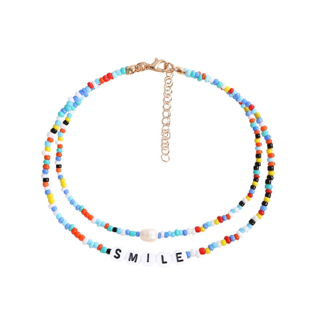 Bohemia handmade rainbow beads candy  Necklace