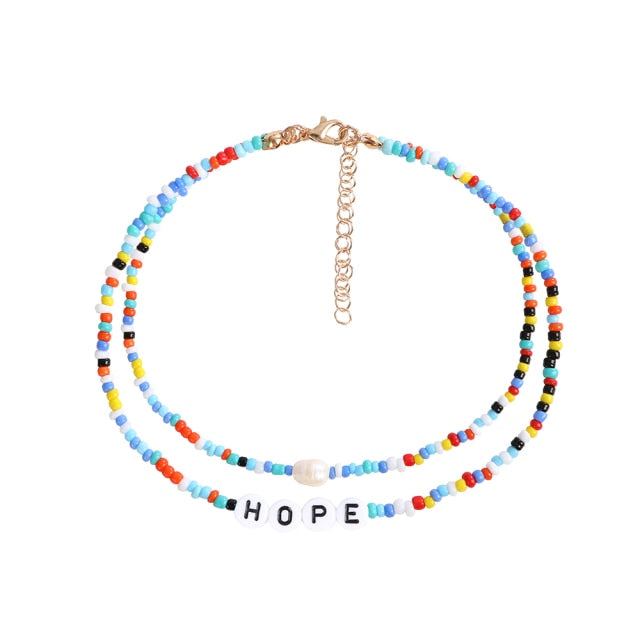 Bohemia handmade rainbow beads candy  Necklace