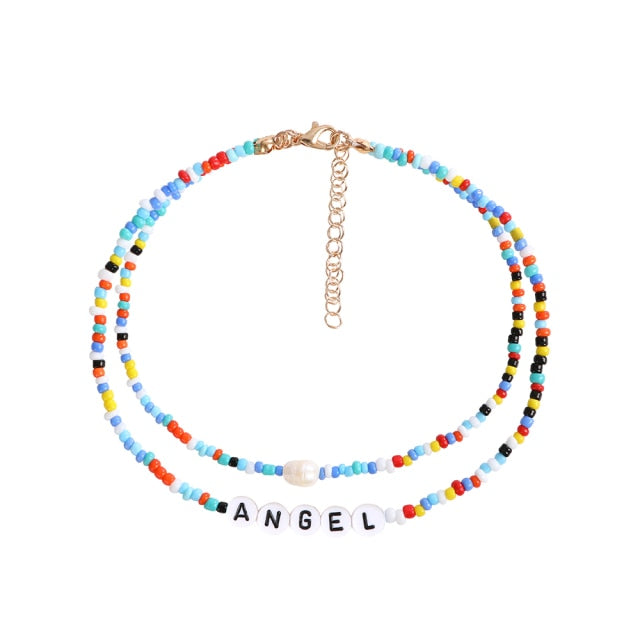 Bohemia handmade rainbow beads candy  Necklace