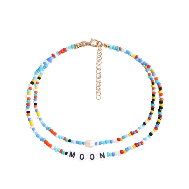 Bohemia handmade rainbow beads candy  Necklace