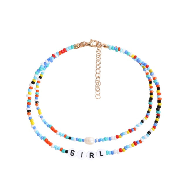 Bohemia handmade rainbow beads candy  Necklace