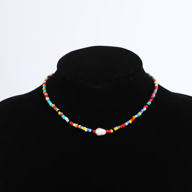 Bohemia handmade rainbow beads candy  Necklace