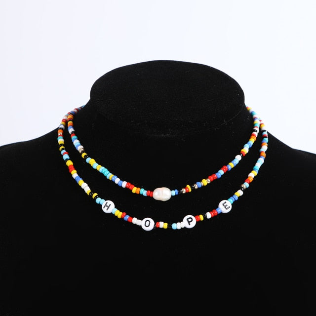 Bohemia handmade rainbow beads candy  Necklace