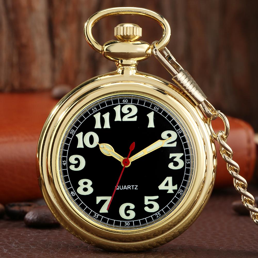 Noctilucent Fluorescent Open Face Arabic Numerals Quartz Pocket Watch