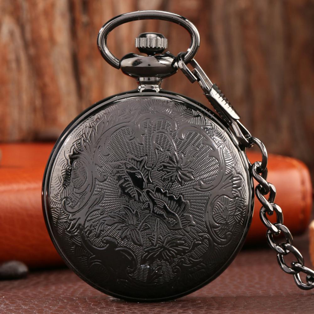 Noctilucent Fluorescent Open Face Arabic Numerals Quartz Pocket Watch