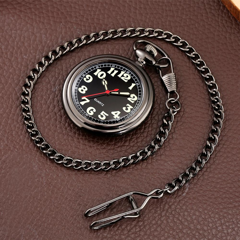 Noctilucent Fluorescent Open Face Arabic Numerals Quartz Pocket Watch