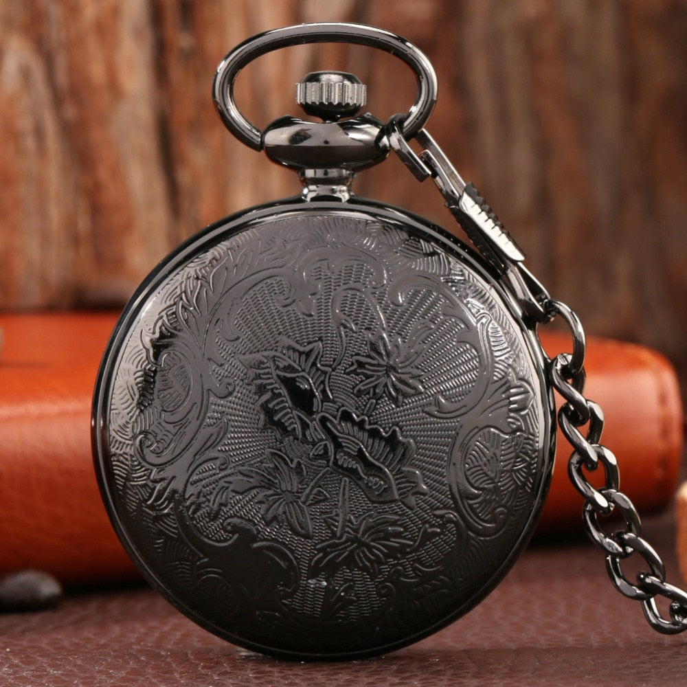 Noctilucent Fluorescent Open Face Arabic Numerals Quartz Pocket Watch