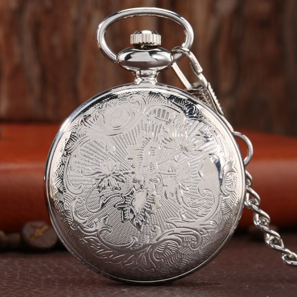 Noctilucent Fluorescent Open Face Arabic Numerals Quartz Pocket Watch