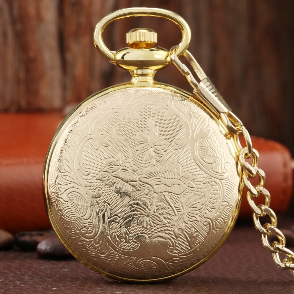 Noctilucent Fluorescent Open Face Arabic Numerals Quartz Pocket Watch