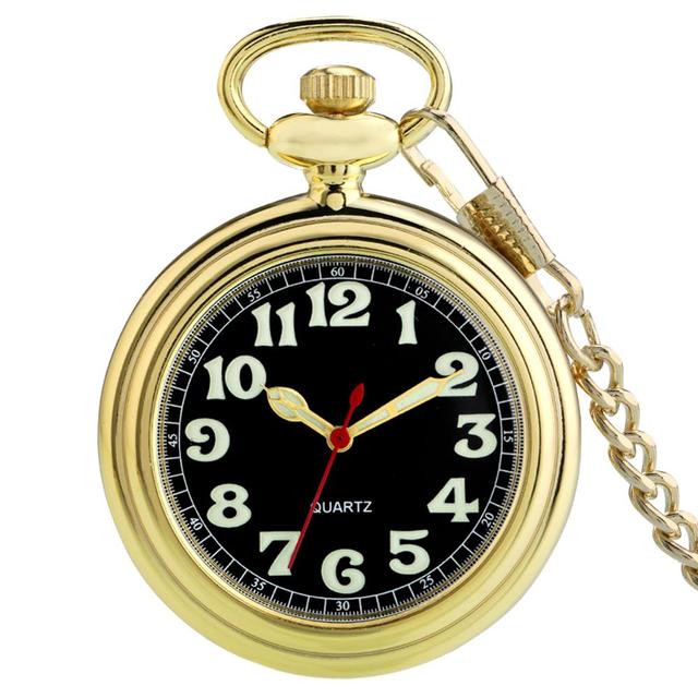 Noctilucent Fluorescent Open Face Arabic Numerals Quartz Pocket Watch