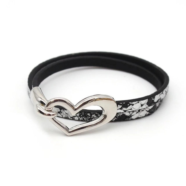 Newest Design Black Simple love Leather Charms Bracelet for Women