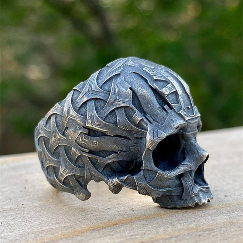 Men's Black Heavy Skull Ring