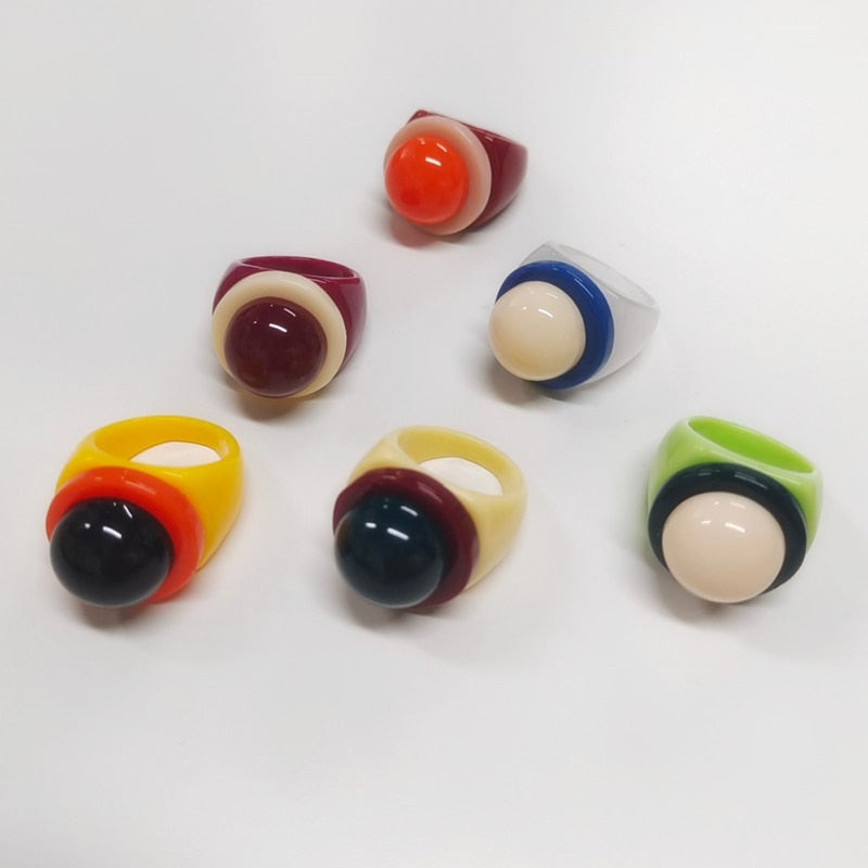 Colorful Geometric Round Acrylic Rings