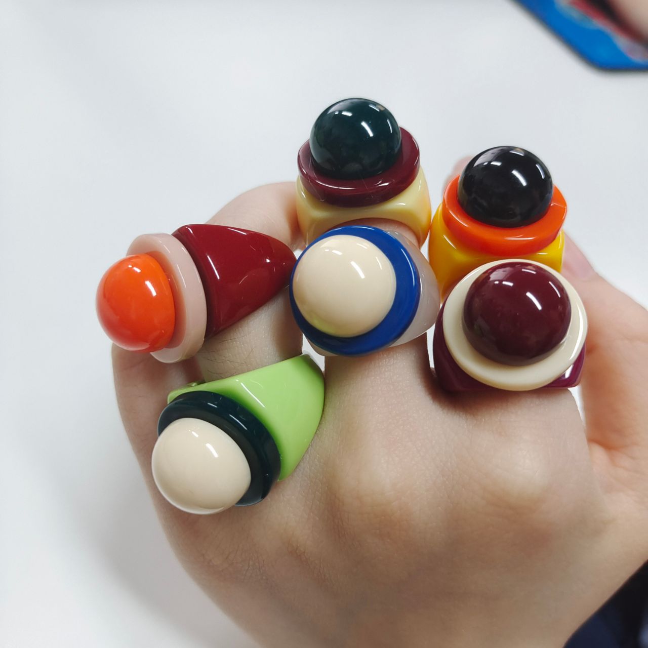 Colorful Geometric Round Acrylic Rings